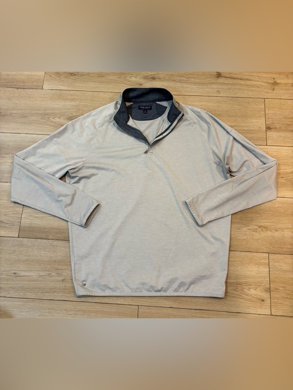 Peter Millar Crown Crafted Medium M Heather Gray 1/4 Zip Golf Pullover **Spots**